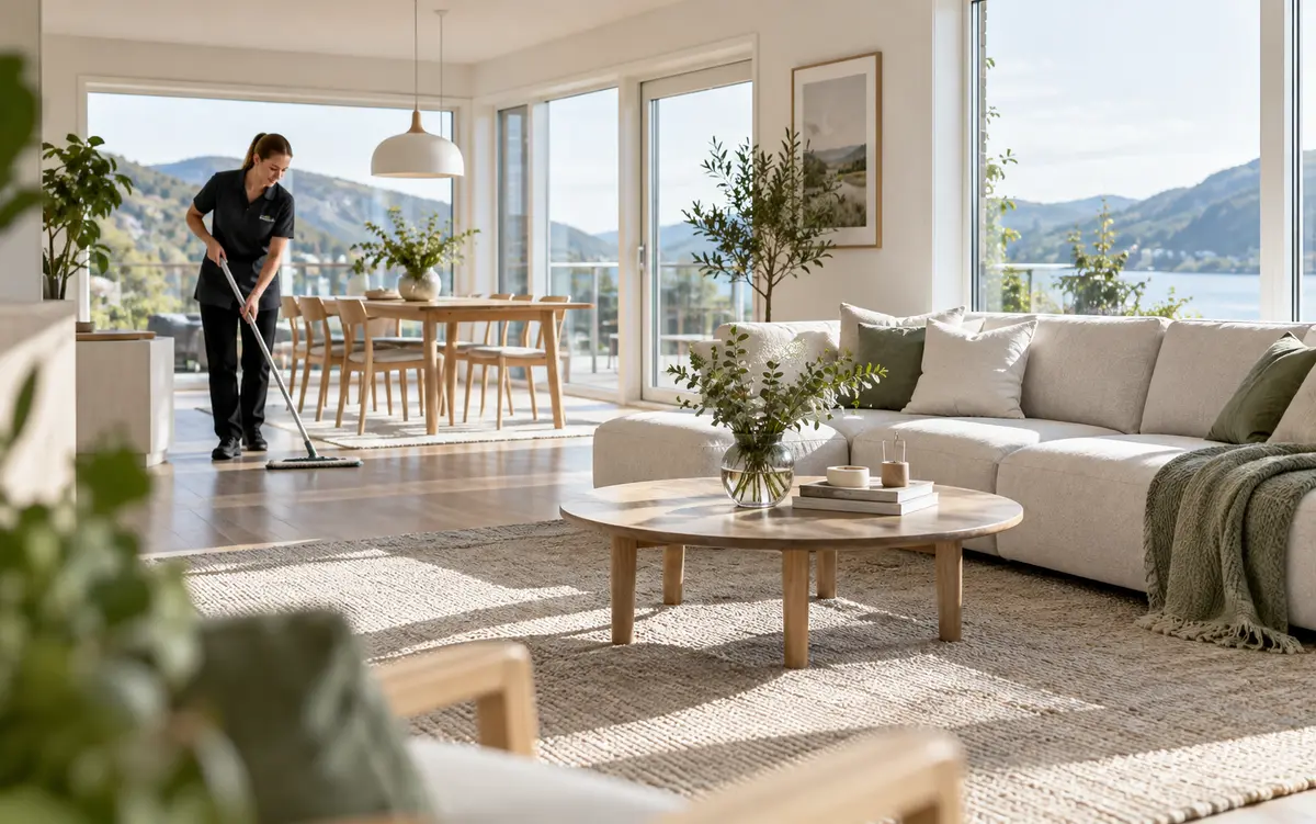 Renholder i en lys skandinavisk stue
